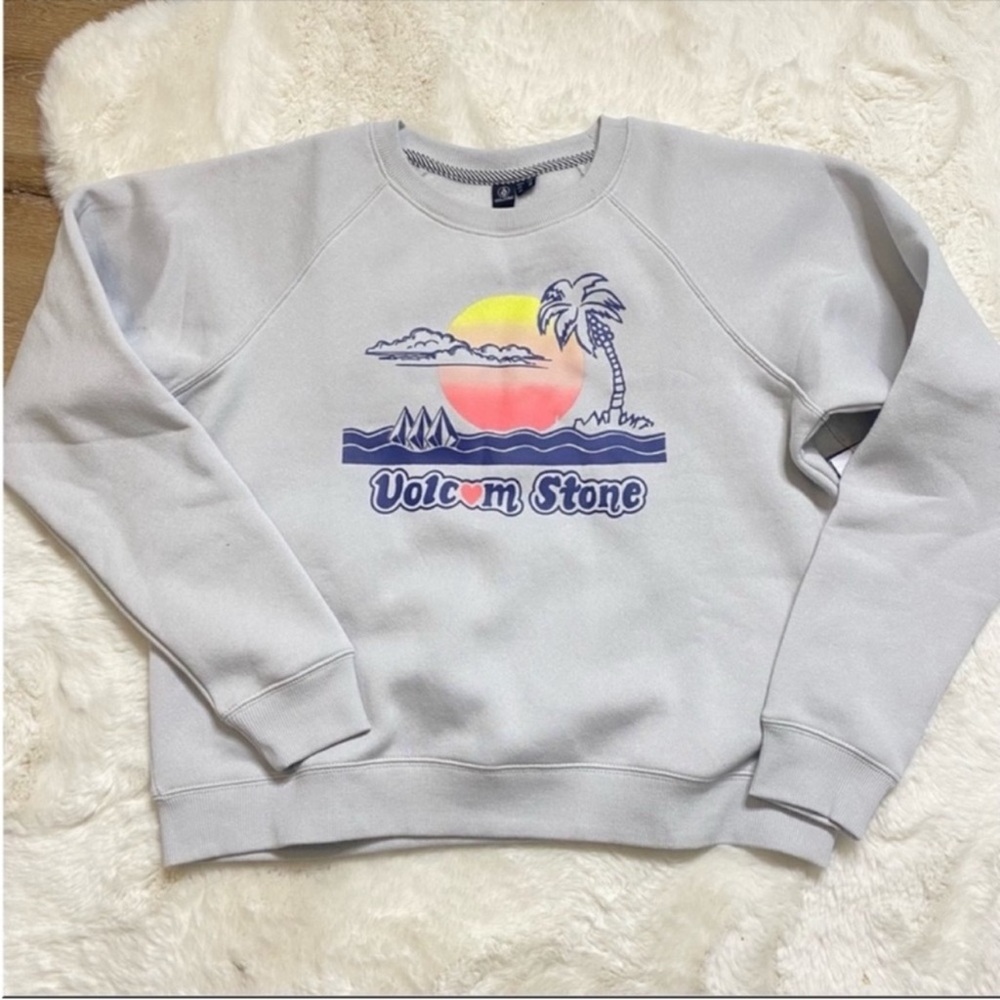 Volcom gray graphic crew neck sweater